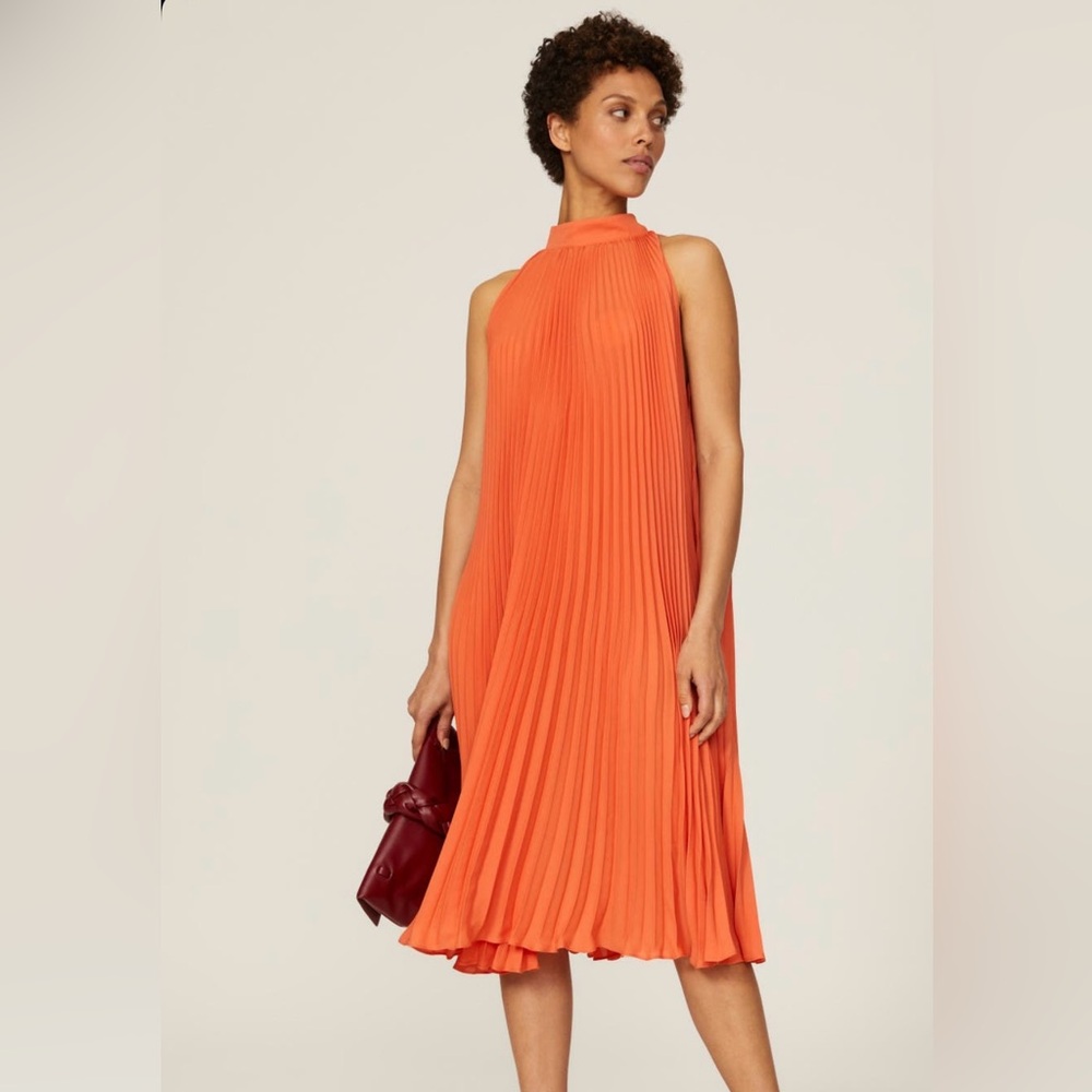 Time collective orange pleated dress